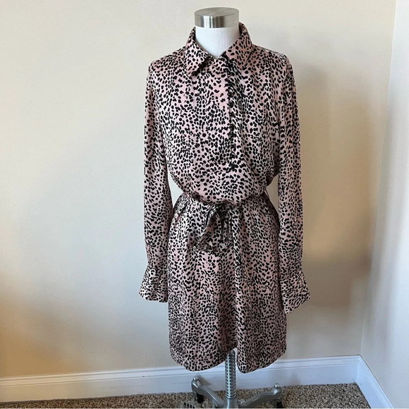 Equipment Femme Temera Leopard print Mini Shirt Dress Blush 17338 - Picture 9 of 14